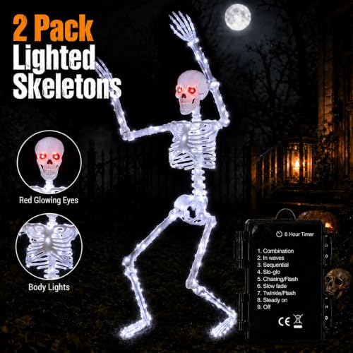 Halloween Decorations Outdoor Skeletons Set (White)
