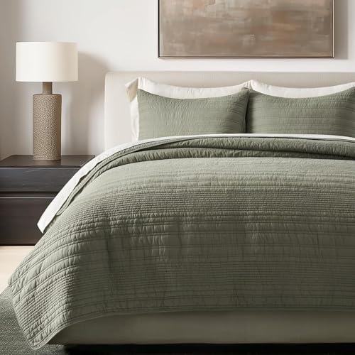 HOME 100% Cotton Modern Lines Quilt Set Queen Size