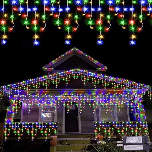 Multicolor Icicle Lights for Outside (66 Foot)