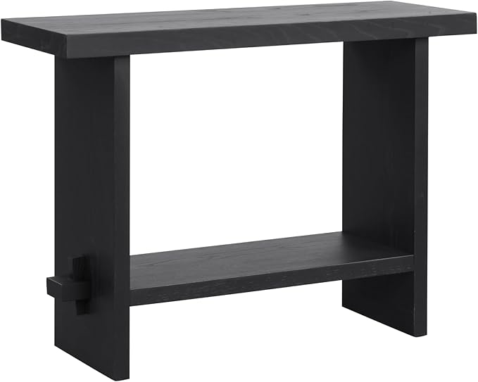 Nathan James Virgo Wood Accent Storage Console Sofa Table, for Entryway, Hallway or Living Room, Reclaimed Black Oak - Set of 2