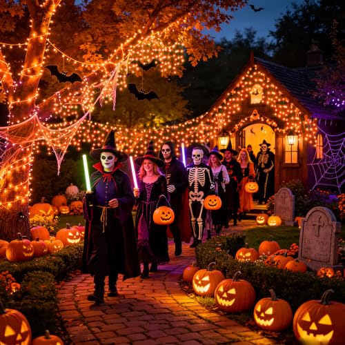 33ft 400 LED Orange Halloween Lights Outdoor for Decorations (32 Foot)