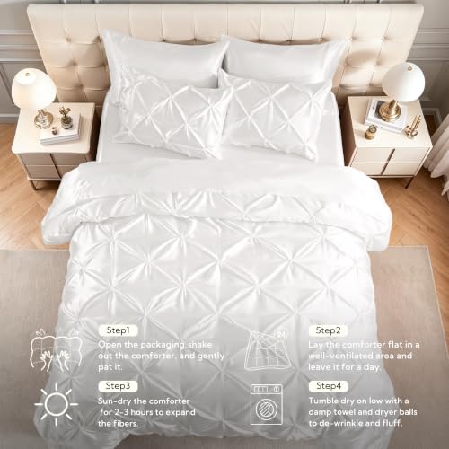 Satin King Size Comforter Set Ivory (7 Count)