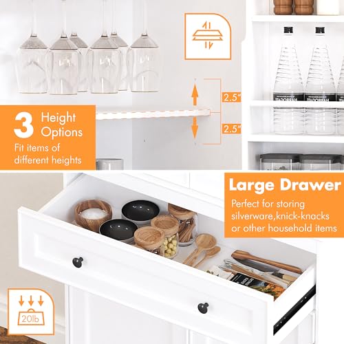 71 Inch Tall Kitchen Pantry Cabinet with 2 Slide