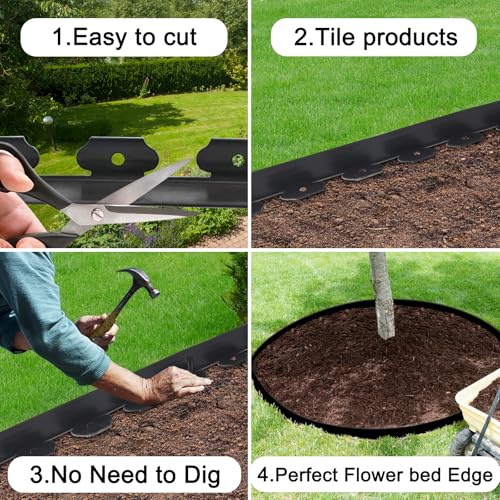 2 Inch Tall 200 FT Garden Edging Kit with 240pcs Spikes (240 Count)