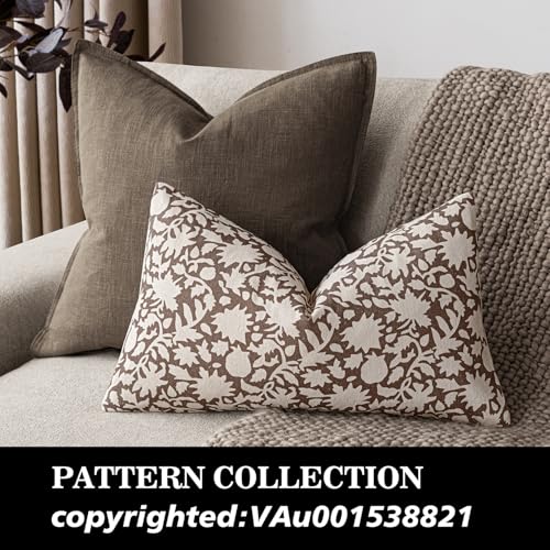 Set of 2 Decorative Neutral Floral Lumbar Throw Pillow Covers Accent Farmhouse Cushion Covers Boho Vintage Pillowcase for Couch Sofa Bedroom Living Room Home Decor (2 Count)