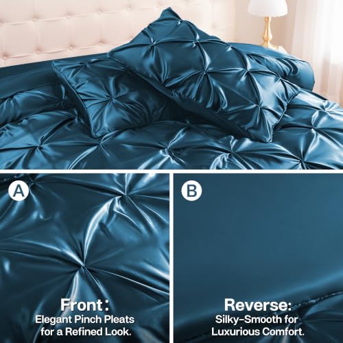 Satin Twin Comforter Set Teal