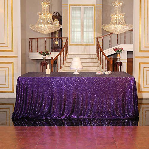Sequin Tablecloth 60x102 Inch Purple for Wedding Halloween Party