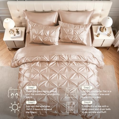 Satin Twin Comforter Set Champagne