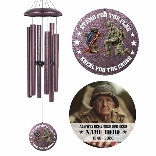 Personalized Memorial Soldier Wind Chimes for Loss Dad Comrade