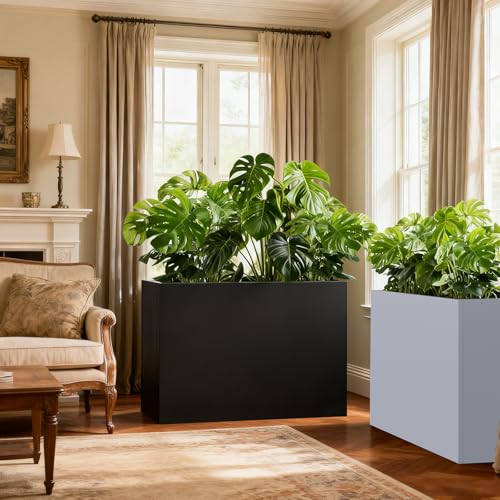 Metal Heavy Planter 32" L x 15" W x 24" H White Metal Rectangular Planter