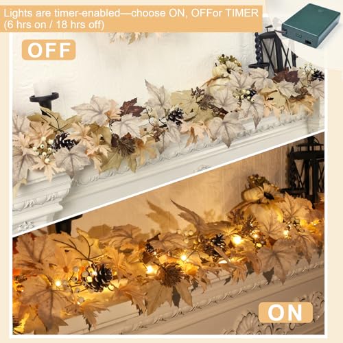 Realistic Fall Garland with Lights (6 Foot)