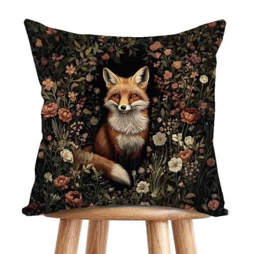 William Morris Abstract Vintage Floral Fox Design Velvet Throw Pillow Covers Home Decor