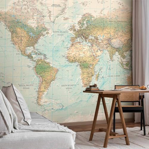 Wall Mural World Map 116x83 in (66.41 Sq Ft)