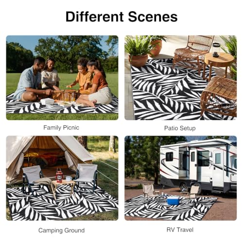 Outdoor Rug 9x12 ft Waterproof Reversible Leaf Mat (108 Sq Ft)