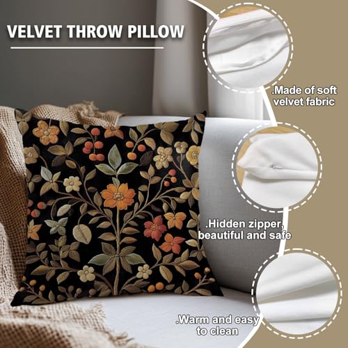 William Morris Abstract Vintage Print Floral Velvet Design Throw Pillow Covers Home Decor