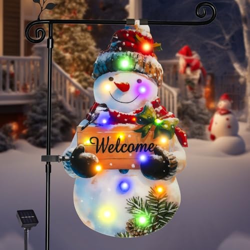12x18 Lighted Christmas Snowman Garden Flag