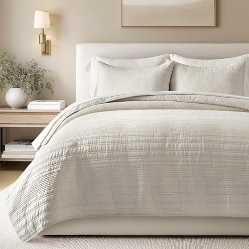 HOME 100% Cotton Modern Lines Quilt Set King Size