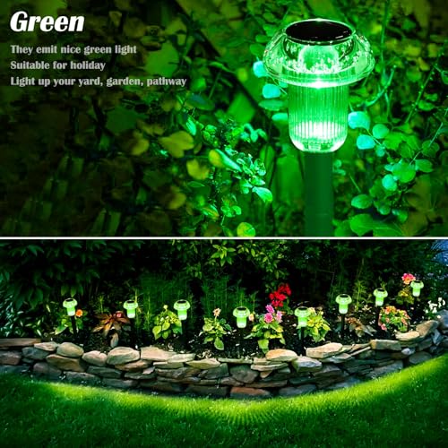 Solar Lights Outdoor Waterproof 8 Pack LED Green Stake Mushroom (8 Count)