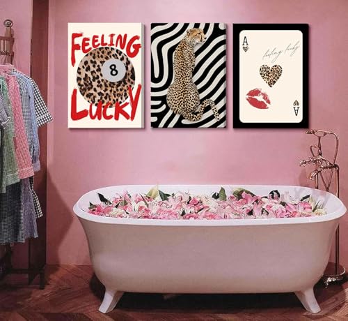 3Pcs Framed Trendy Leopard Print Canvas Wall Art (3 Count)