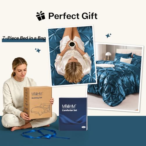 Satin Full Size Comforter Set Teal