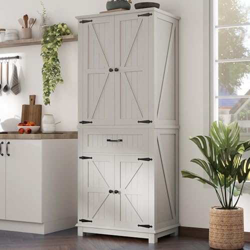 72" Kitchen Storage Cabinet with Drawer and Adjustable Shelves