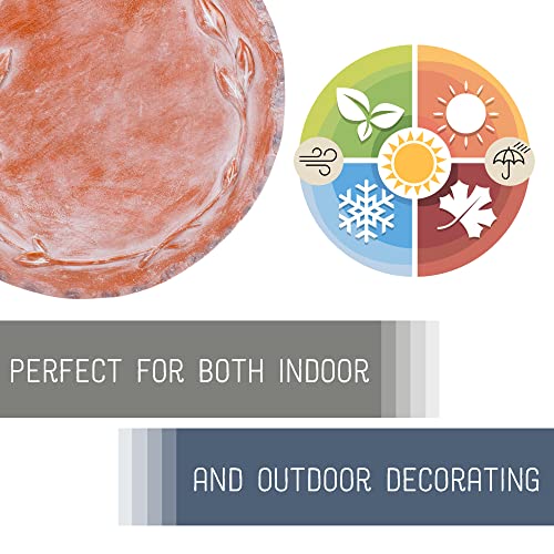 NAT & Jules Floral Laurel Wreath Leaves Pattern Dimensional Indoor Outdoor 12 inch Round Cast Resin Decorative Garden Stepping Stone