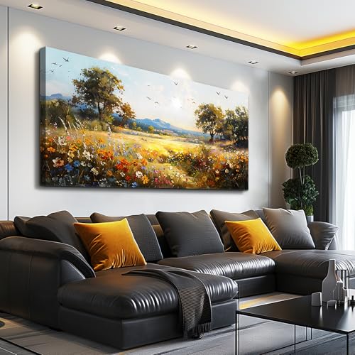 Large Wall Decor For Living Room Canvas Wall Art For Office Wall Decorations For Bedroom Rural Pastoral Painting Artwork Room Home Decor 24x48 In