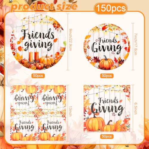 150Pcs Friendsgiving Plates Napkins Fall Paper Plates Napkin Party Supplies (150 Count)