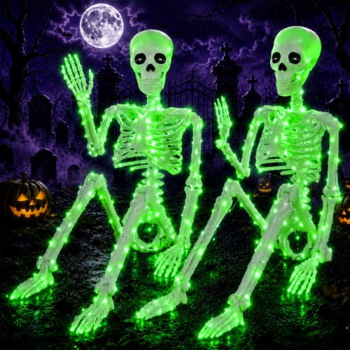 2Pack36 Halloween Lighted Skeleton Deco (Green Light)