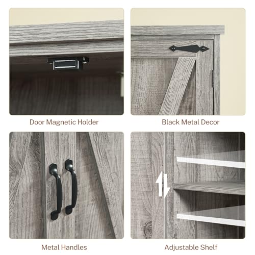 Farmhouse Storage Cabinet with 2 Adjustable Shelves