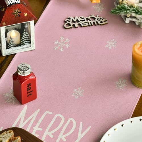 Pink Xmas Trees Table Runner Home Party Decor 13x36 Inch