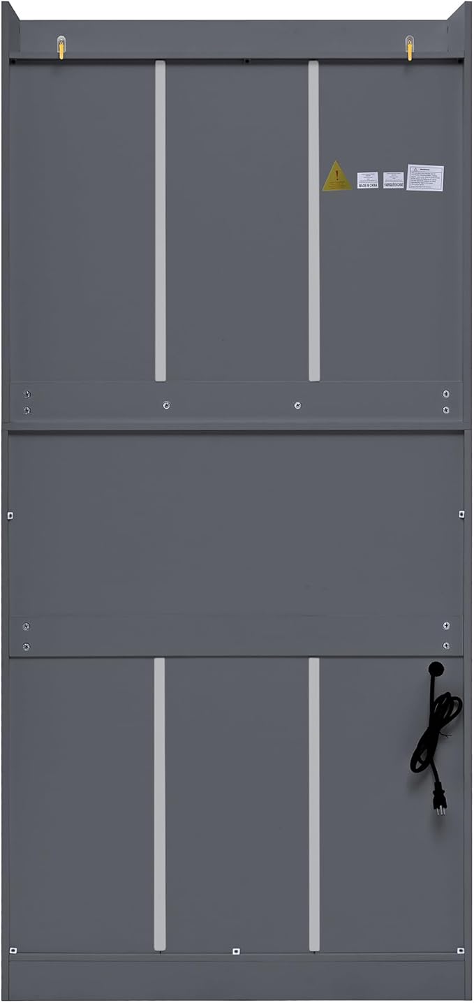 Merax 78 Inch Extra-Tall Freestanding Kitchen Pantry Storage Cabinet, Multifunctional Cupboard with 3 Drawers, Adjustable Shelves & Power Outlet Drop-Down Surface for Dining and Living Room, Grey