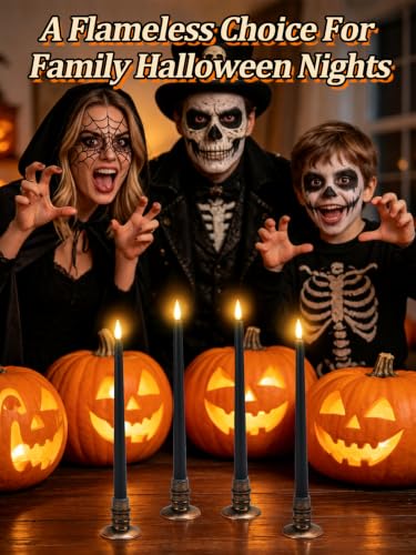 6 Pcs Halloween Black LED Flameless Candles with Remote (6 Count)