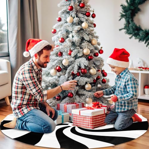 48" Black and White Peppermint Candy Christmas Tree Skirt