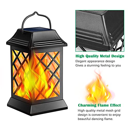 Flickering Flame Solar Lights Outdoor Metal Hanging Lantern (2 Count)