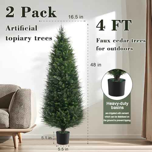 2Pack 4FT Artificial Cedar Tree (2 Count)