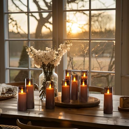 Grey Flameless Candles 9 Set (9 Count)