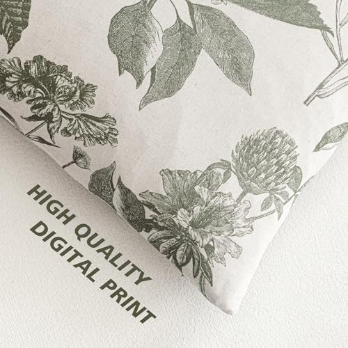 Set of 2 Linen Floral Throw Pillow Covers Neutral Vintage Print Decorative Cushion Covers Farmhouse Boho Home Decor for Sofa Chair Couch Bedroom Living Room (2 Count)