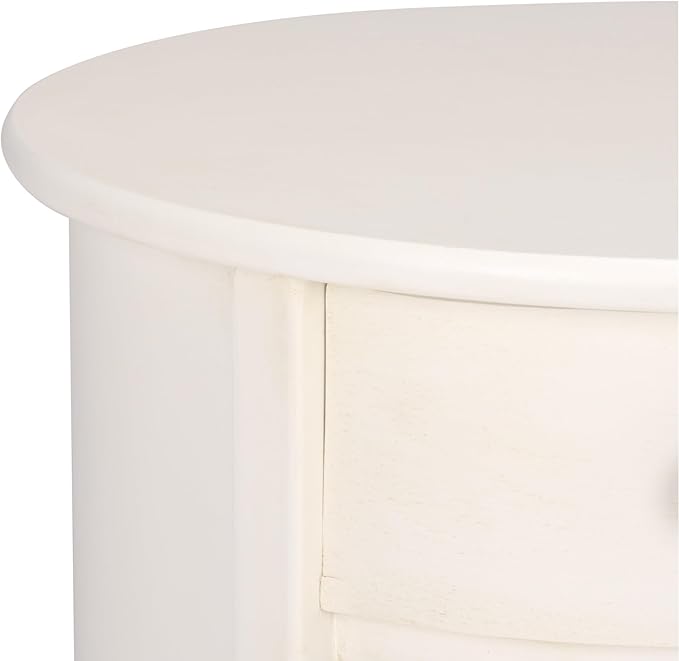SAFAVIEH Home Collection – Tabitha Ivory Accent Table, Round Swivel Side Table with 1 Drawer & Interior Cabinet Storage, Classic Pedestal Design, Fully Assembled (AMH5712J)