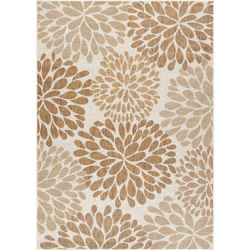 Outdoor Rug 6x9 Modern Exotic Tropical Leaf Area Rugs for Indoor and Outdoor Patio Deck Porch Garden Water Resistant Washable Outside Carpet