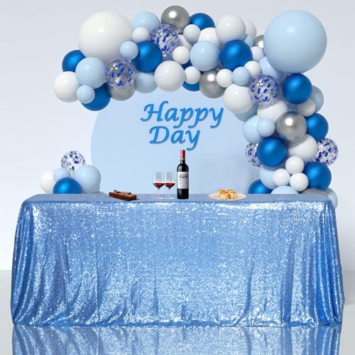 Sequin Tablecloth 50x72 Inch Baby Blue for Wedding Party