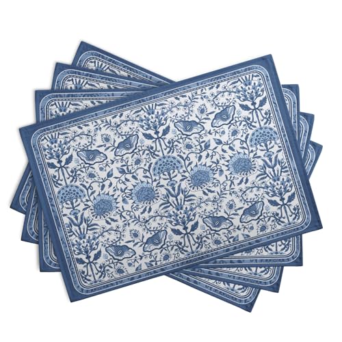 Blue Floral Boho Placemats Set of 4