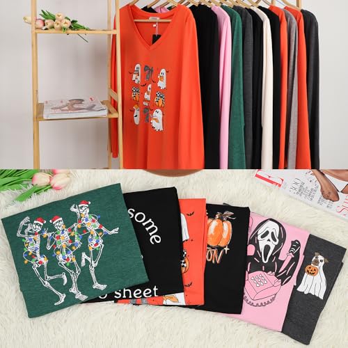 Pumpkin Maple Leaves Coffee Latte T Shirt Womens Fall Autumn Halloween Graphic Tees Long Sleeve V Neck Shirts Top for Holiday Black XXL