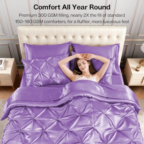 Satin Twin Comforter Set Lavender