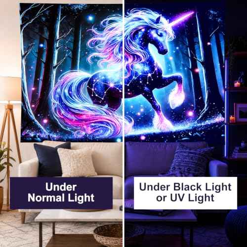 Blacklight Tapestry Fluorescent Glow UV Backdrop 78 x 59 Inch