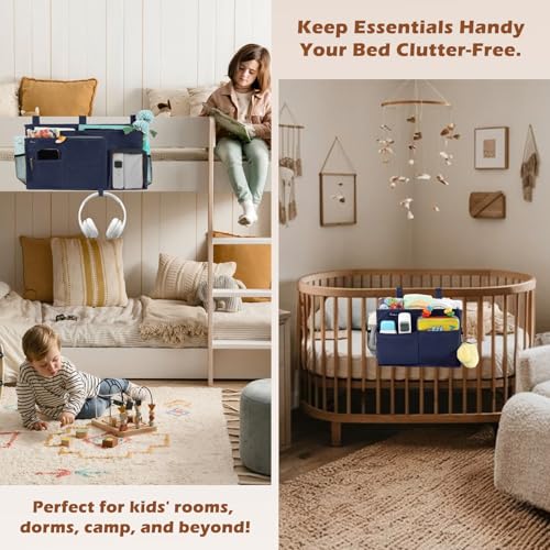 Bedside Caddy Bunk Bed Storage Organizer Hanging Pockets for College Dorm Rooms (2 Count)