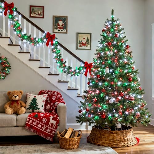 200 LED Red White and Green Christmas Lights Outdoor (66 Foot)