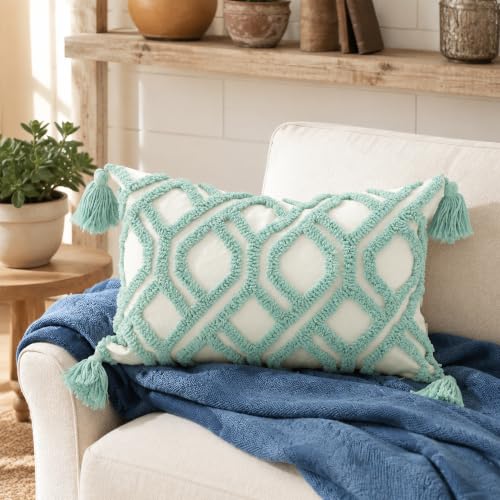 Lumbar Boho Pillow Covers 12x20 Tufted for Couch