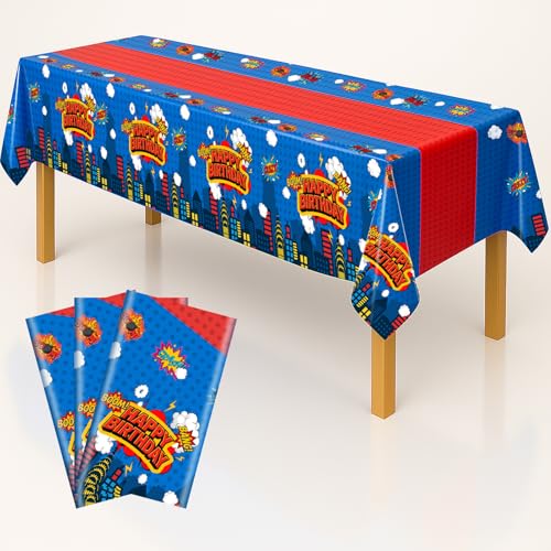 3 Piece Party Tablecloth Rectangle Table Covers for Birthday Party Decorations (3 Count)