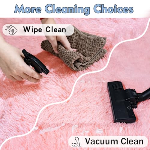 Ultra Soft Fluffy Pink Rugs for Bedroom 4x6 Feet